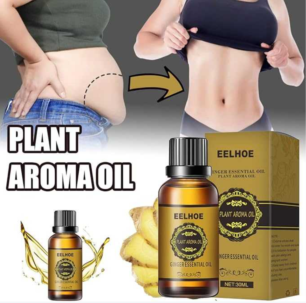 EELHOE Ginger Essential Oil – 30ml Plant Aroma Oil