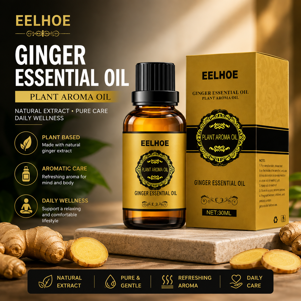 EELHOE Ginger Essential Oil – 30ml Plant Aroma Oil