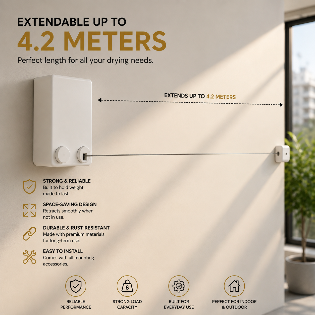 Telescopic Retractable Clothesline – Space-Saving Laundry Drying Rope
