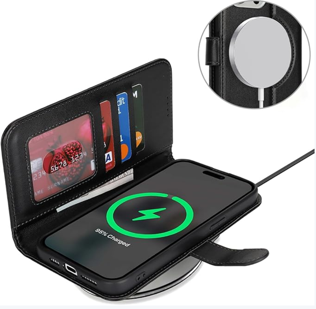 Leather Wallet Wireless Power Bank – Magnetic Fast Charging