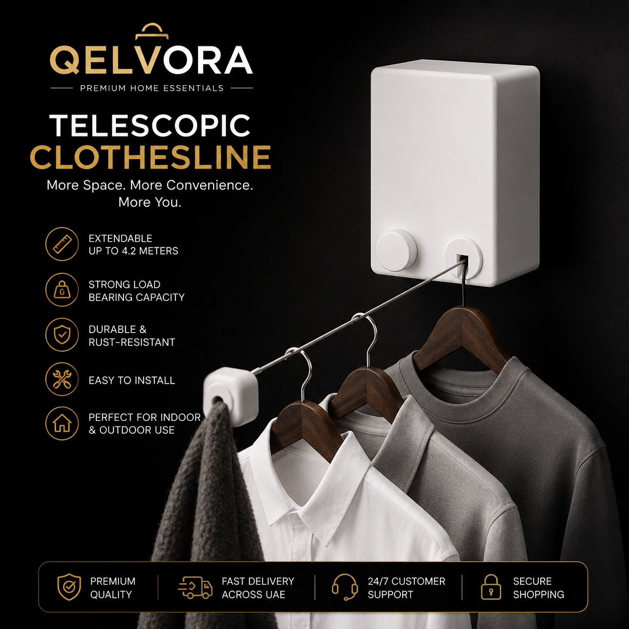 Telescopic Retractable Clothesline – Space-Saving Laundry Drying Rope