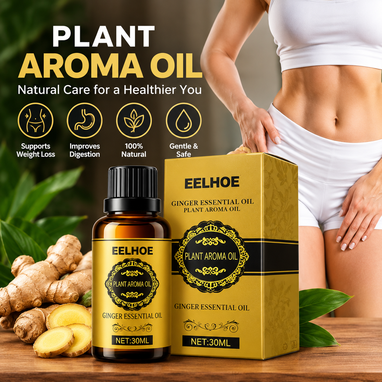 EELHOE Ginger Essential Oil – 30ml Plant Aroma Oil