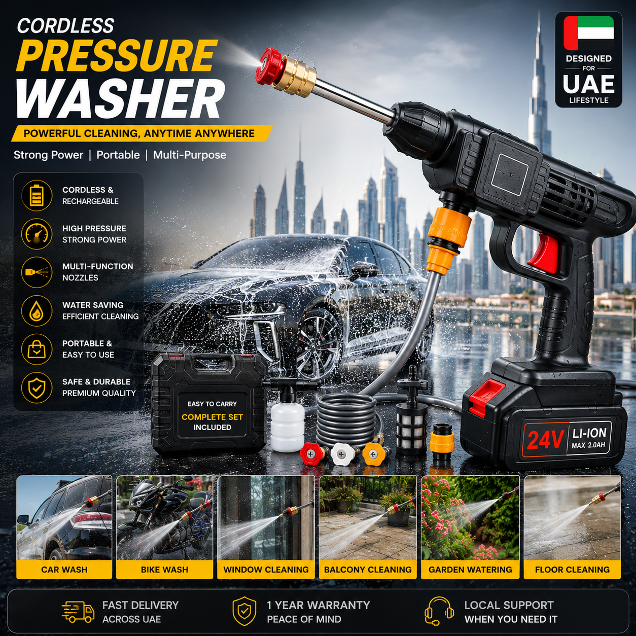 25V Cordless High Pressure Washer – Car, Home & Garden Clean