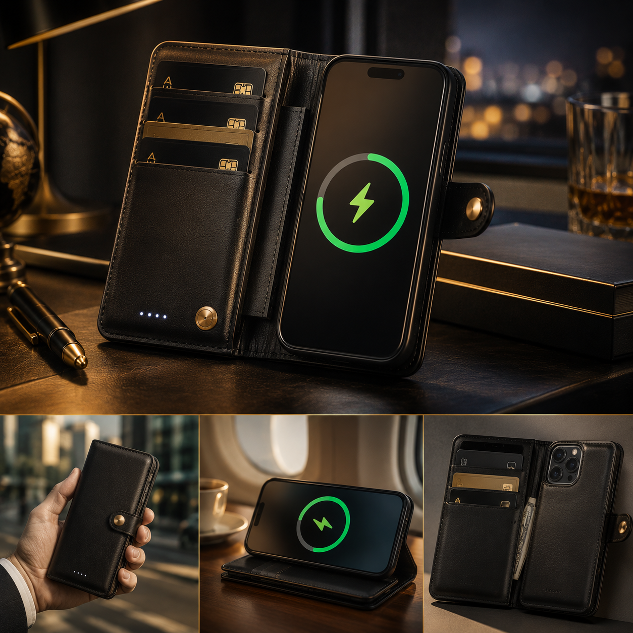 Leather Wallet Wireless Power Bank – Magnetic Fast Charging